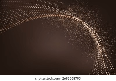 brown abstract background featuring glowing, flowing wave lines in gold brown color gradient.
Futuristic design with shiny, smooth motion, perfect for technology-inspired visuals. Vector illustration.