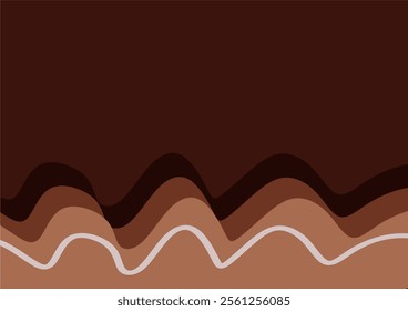 Brown abstract background with brown gradient curved lines. Fluid background
