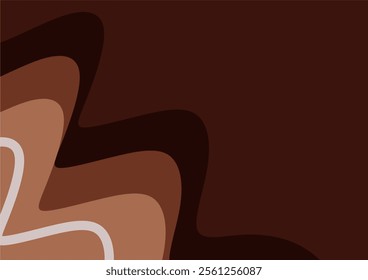 Brown abstract background with brown gradient curved lines. Fluid background
