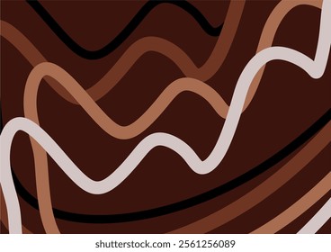 Brown abstract background with brown gradient curved lines. Fluid background