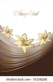 Brown abstract background with lily and lines