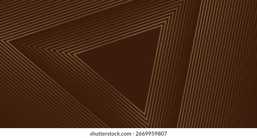 Brown abstract background with overlapping layers with a glowing brown triangle line effect decoration. Modern design with stripes in a stylish concept for web covers, flyers, cards, or brochures.