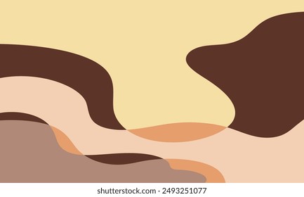 brown abstract background with wavy lines and spots. Vector illustration.