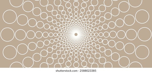Brown abstract background with white circles in the form of rays