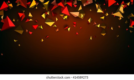 Brown abstract banner with 3d figures. Vector illustration.