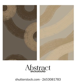 Ensemble D'Arrière-Plan Texture Coup De Brosse Abstrait Marron - Style Peint À La Main