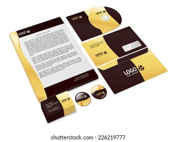 Brown abstract business company style stationery template for corporate identity isolated vector illustration