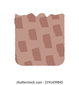 Brown abstract cube with texture. Hygge home decor concept. Pottery vector illustration on isolated background