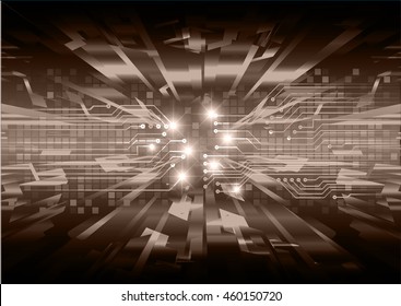 brown abstract cyber future technology concept background, illustration, circuit, binary code. vector. move motion speed

