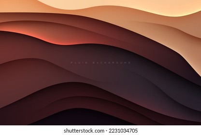 Brown abstract dimension background gradient wavy textured layers