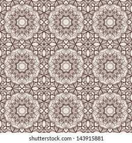 brown abstract floral pattern on a beige background. vector illustration 