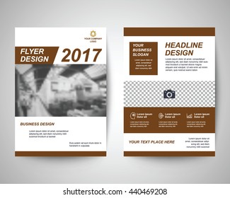 brown abstract flyer layout template, brochure background, leaflet with cover, vector design in a4 size for business annual report