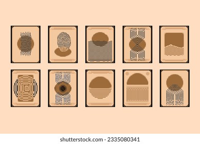brown abstract frame collection set in pixel art style