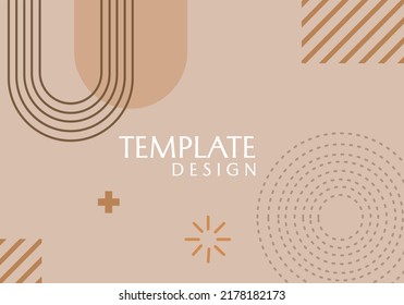 brown abstract geometric background with hand drawn floral elements. banner, poster, website design