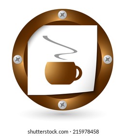 brown abstract icon with paper and cup of coffee