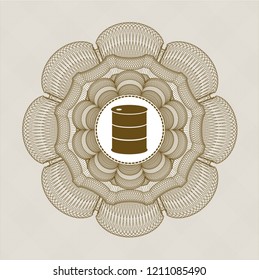 Brown abstract linear rosette with barrel icon inside