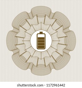 Brown abstract linear rosette with battery icon inside