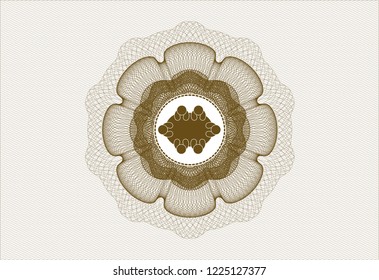 Brown abstract linear rosette with business meeting teamwork icon inside