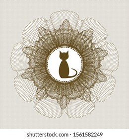 Brown abstract linear rosette with cat icon inside