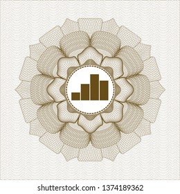 Brown abstract linear rosette with chart icon inside