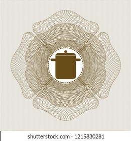 Brown abstract linear rosette with cooking pot icon inside