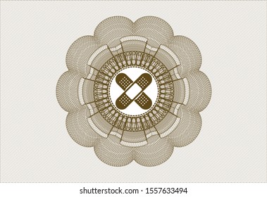 Brown abstract linear rosette with crossed bandage plaster icon inside