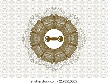Brown abstract linear rosette. with dumbbell icon inside