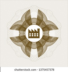 Brown abstract linear rosette with factory icon inside