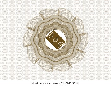 Brown abstract linear rosette with football field icon inside