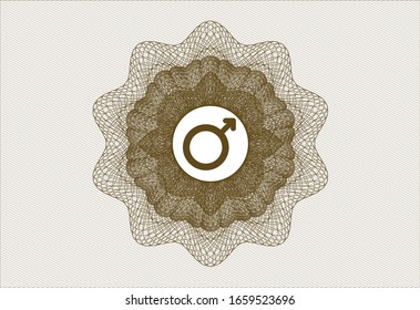 Rosette lineal abstracto marrón con icono masculino dentro