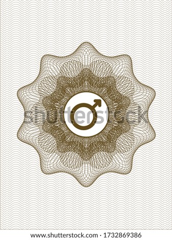 Brown abstract linear rosette. with male icon inside