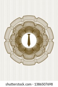 Brown abstract linear rosette with necktie icon inside