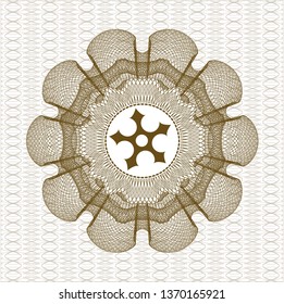 Brown abstract linear rosette with ninja star icon inside
