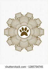 Brown abstract linear rosette with paw icon inside