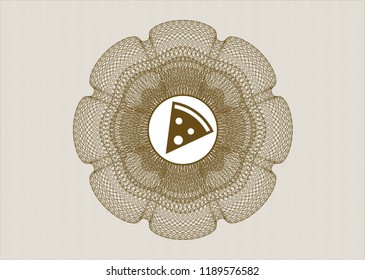 Brown abstract linear rosette with pizza slice icon inside