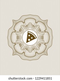 Brown abstract linear rosette with pizza slice icon inside