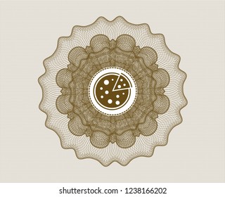 Brown abstract linear rosette with pizza icon inside