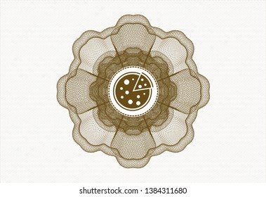 Brown abstract linear rosette with pizza icon inside