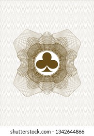 Brown abstract linear rosette with poker clover icon inside