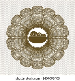 Brown abstract linear rosette with salad icon inside