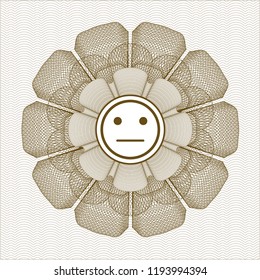 Brown abstract linear rosette with serious face icon inside