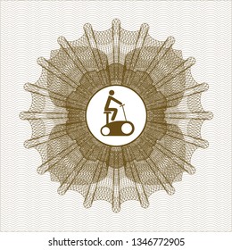 Brown abstract linear rosette with stationary bike icon inside