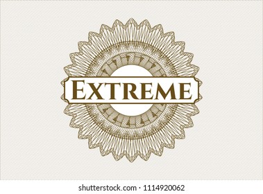  Brown abstract linear rosette with text Extreme inside