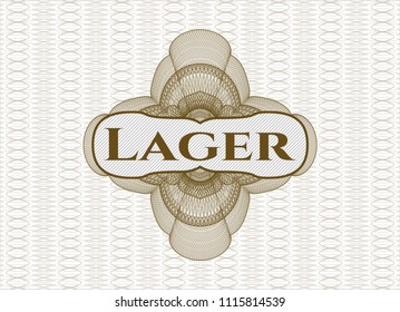 Brown abstract linear rosette with text Lager inside