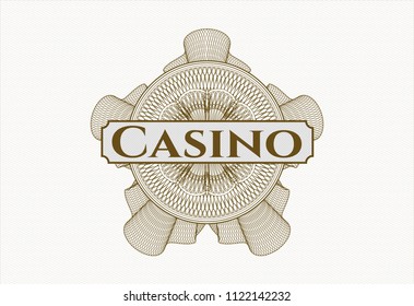 Brown abstract linear rosette with text Casino inside
