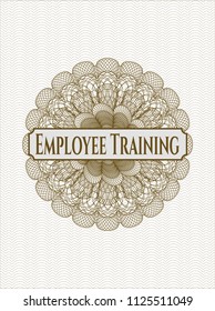 Brown abstract linear rosette with text Employee Training inside
