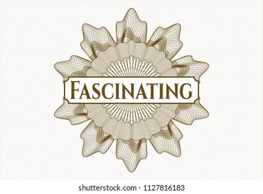 Brown abstract linear rosette with text Fascinating inside