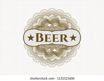 Brown abstract linear rosette with text Beer inside