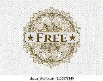 Brown abstract linear rosette with text Free inside