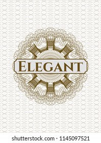 Brown abstract linear rosette with text Elegant inside